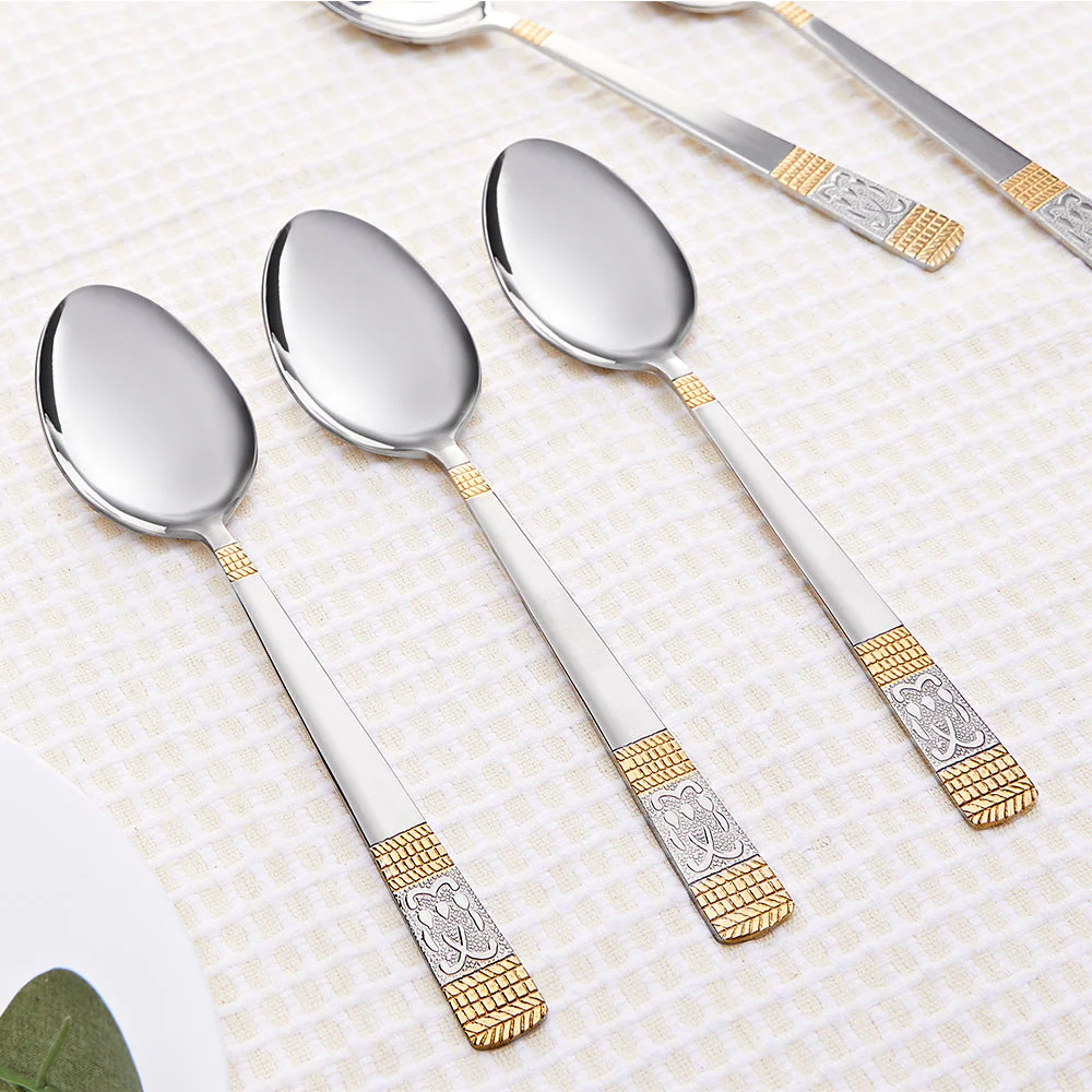 Elegant Gold-Accent Stainless Steel Teaspoon Set