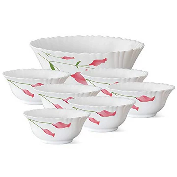 Floral Elegance Ceramic Soup and Salad Bowl Set