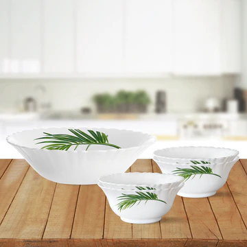 Tropical Leaf Ceramic Serving Bowl Set