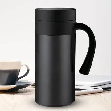 Sleek Black Insulated Travel Mug with Handle
