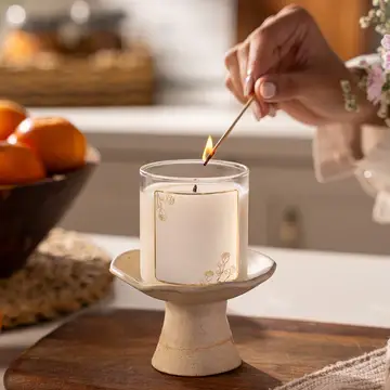 Elegant Decorative Candle in Ceramic Holder