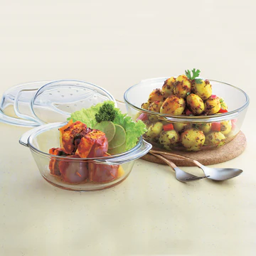 Clear Glass Serving Bowls with Lids