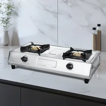 Triple Burner Gas Stove with Black Glass Top