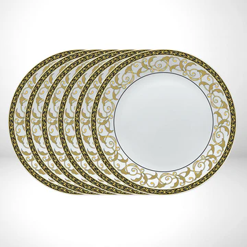 Ornate Gold and White Decorative Mirror Plates