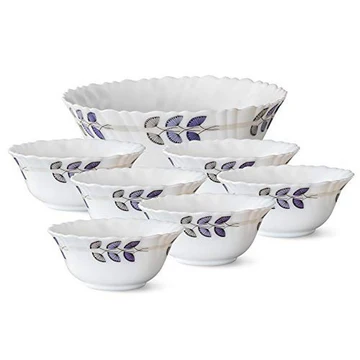 White Leaf Pattern Ceramic Mixing Bowl Set