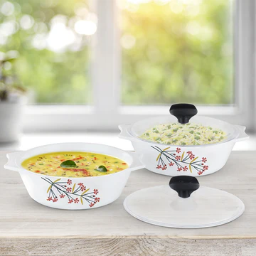 Floral Design Ceramic Serving Bowl with Lid