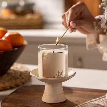 Elegant White Scented Candle in Decorative Holder