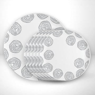 Modern Circular Pattern White Dinner Plates