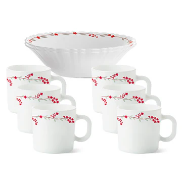 Festive White Ceramic Tea Set