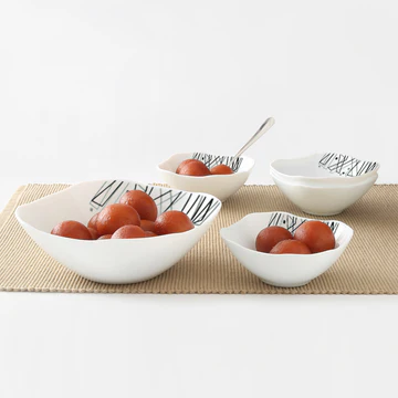 Modern White Ceramic Serving Bowl Set